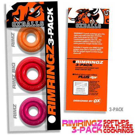 OXBALLS Rimringz Multi-Size 3-Pack — Fire Hots - OX8478