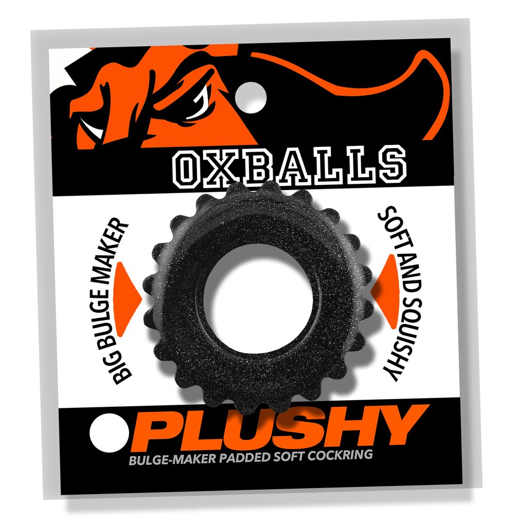 OXBALLS Plushy Single Ring Cock Ring — Black Mica - OX-3207-BKM