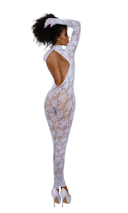 Dreamgirl Gloved Bodystocking Dmnd — One Size, White - DG-0516WHOS