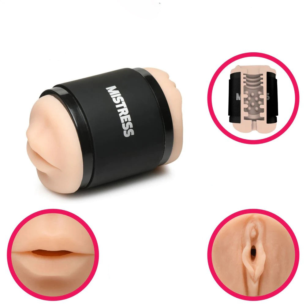"Mistress Double Shot Mouth and Pussy Stroker - Light CN-07-0584-10"