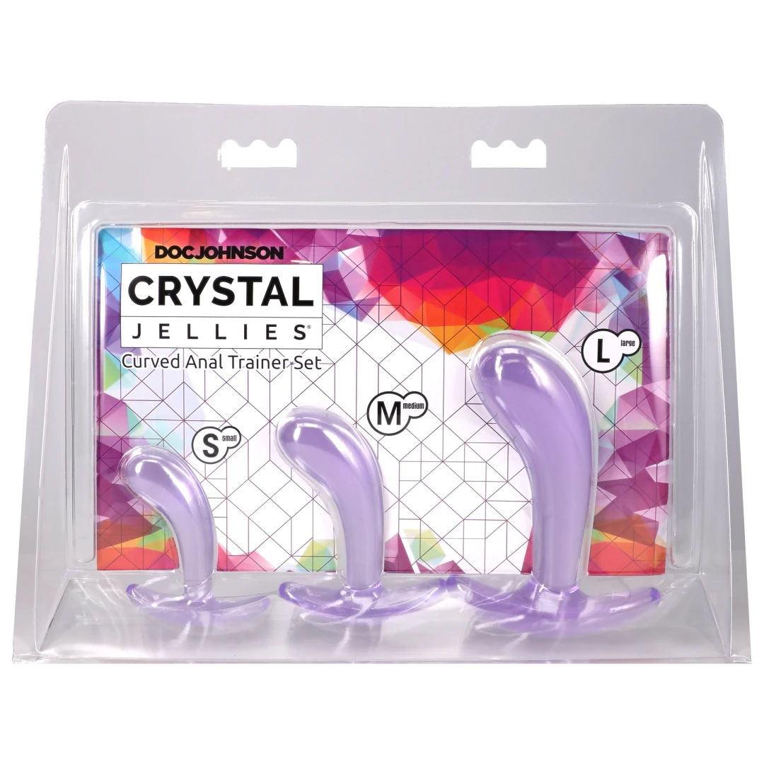 Doc Johnson Crystal Jellies Curved Anal Trainer Set — 3 Sizes, Purple - DJ0289-69-CD