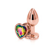nsnovelties Rear Assets Small Rose Gold Heart Aluminum Anal Plug, Rainbow - NSN0963-19