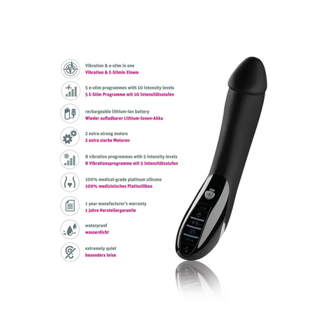 Mystim Tickling Truman e‑Stim Vibrator — 27 cm, Black - MY8677