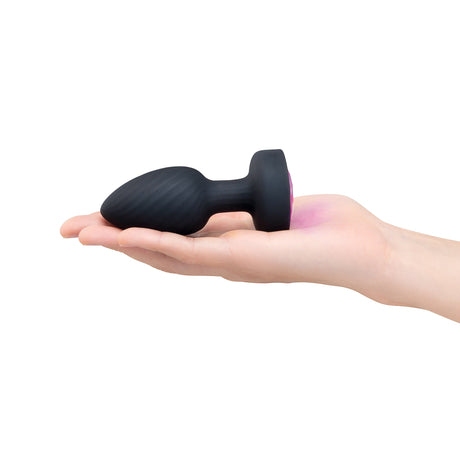 b-Vibe 3.5" Light-Up Butt Plug with Remote — Black - BV4949