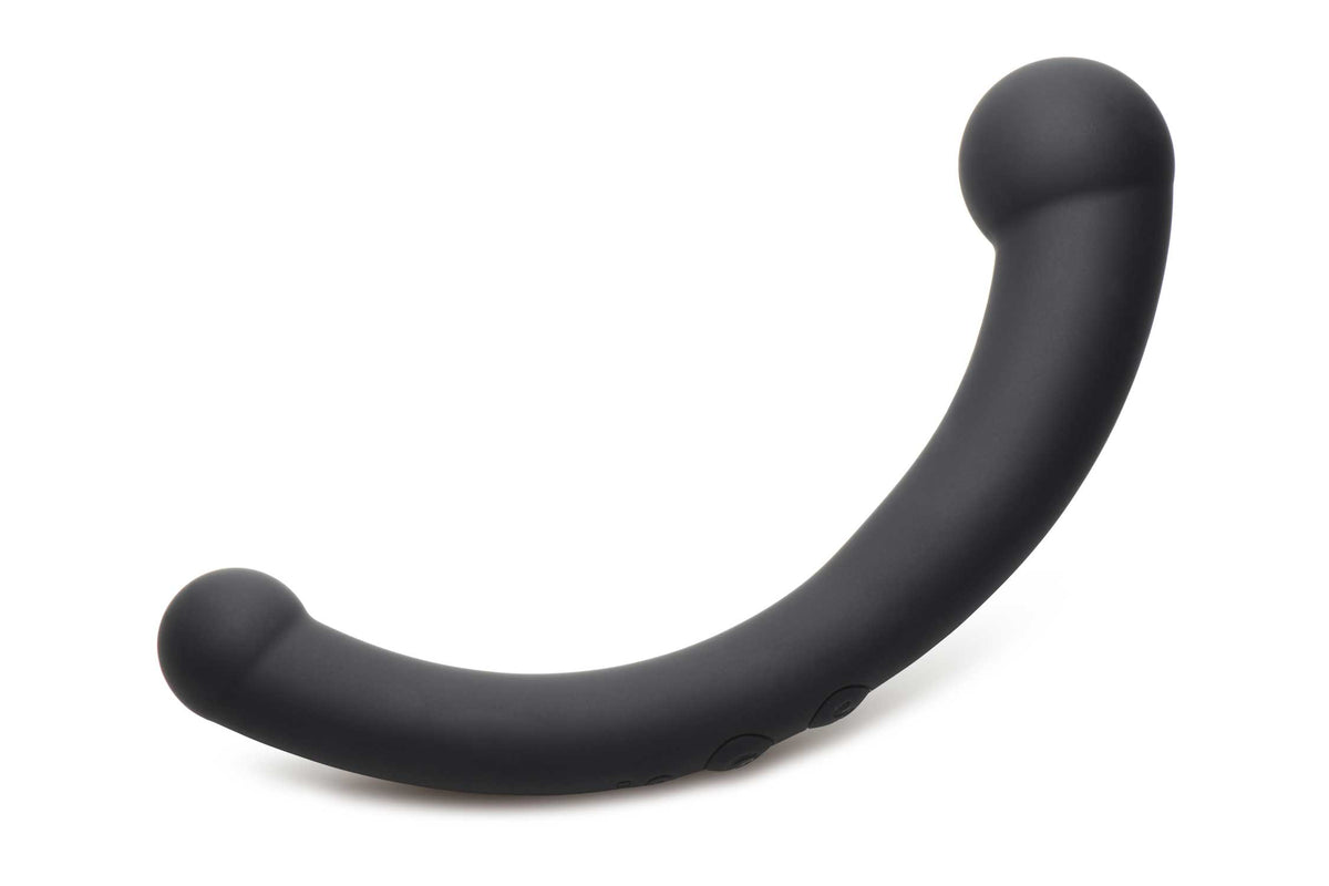 XR Brands 8in Dual-Ended Silicone Vibrator — Black - MS-AH112-BLK