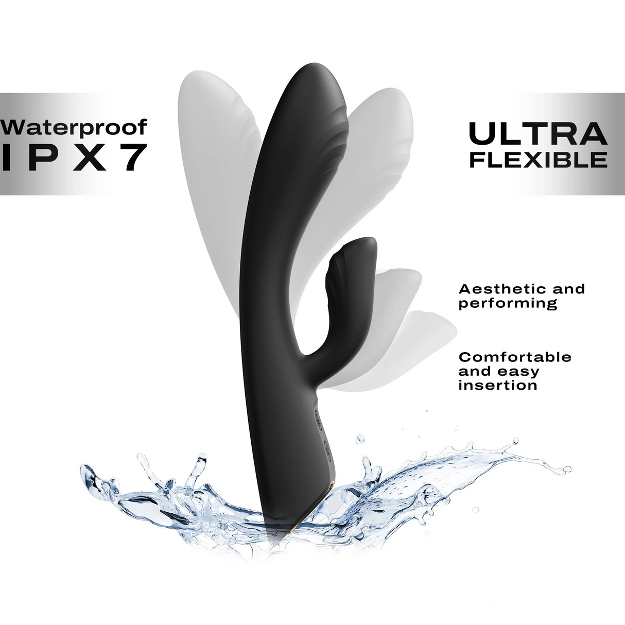 Dorcel Flexi Rabbit Vibrator — Black, Warming - DL2882
