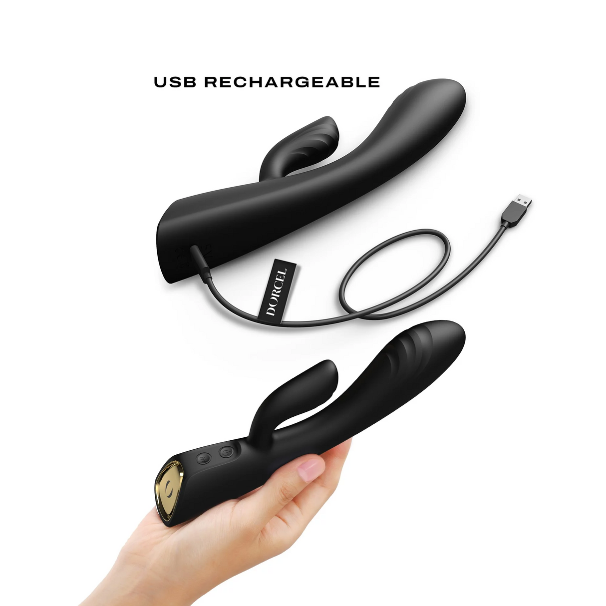 Dorcel Flexi Rabbit Vibrator — Black, Warming - DL2882