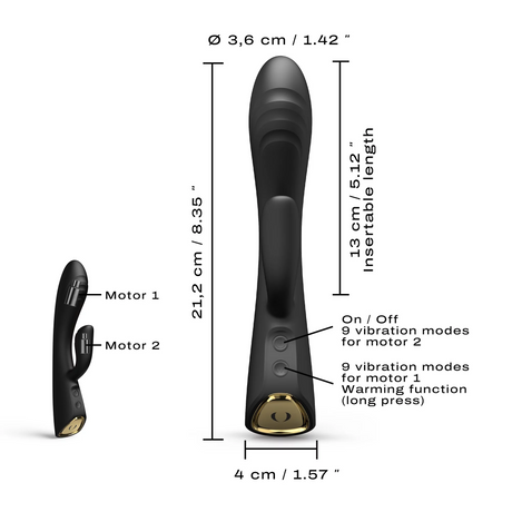 Dorcel Flexi Rabbit Vibrator — Black, Warming - DL2882