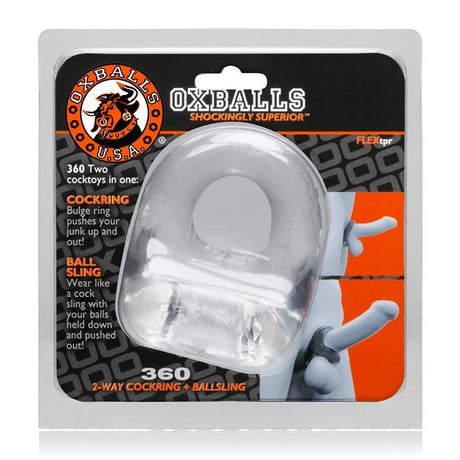 OXBALLS 360 Dual-Use Cockring & Ballsling — Clear - OX-3013-CLR