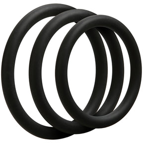 Doc Johnson Optimale Thin Silicone C-Ring Set — 3 Pack (40/45/50mm), Black - DJ0690-01