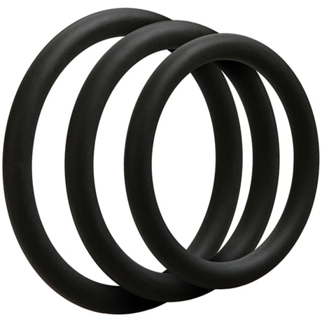 Doc Johnson Optimale Thin Silicone C-Ring Set — 3 Pack (40/45/50mm), Black - DJ0690-01