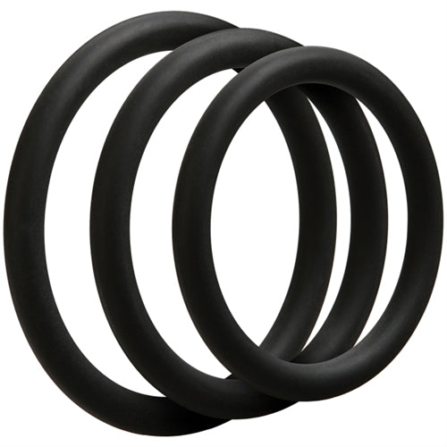 Doc Johnson Optimale Thin Silicone C-Ring Set — 3 Pack (40/45/50mm), Black - DJ0690-01