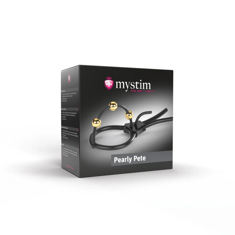 Mystim Pearly Pete Corona E‑Stim Strap with 24‑Carat Gold Balls - MY5867