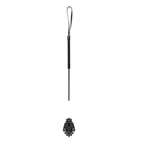 Sex & Mischief Lace Silicone Crop — Black, 19in (50cm) - SS10108