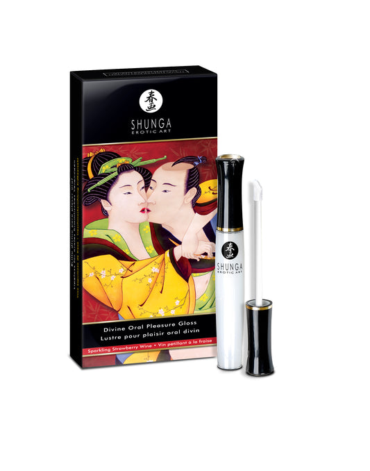 Shunga Divine Oral Pleasure Gloss — Sparkling Strawberry Wine, 10 ml - SHU7900