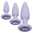 CalExotics First Time Crystal Booty Kit — 3-Piece Purple Silicone Anal Plugs - SE0004402