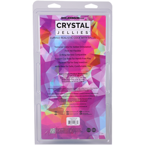 Doc Johnson Crystal Jellies Curved Realistic Dildo with Balls — 8 in Teal - DJ0288-41-CD