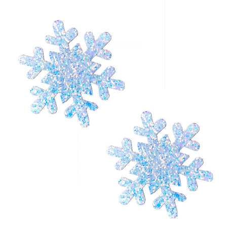 "Super Sparkle White Chunky Glitter Snowflake Nipple Cover Pasties NN-SSW-SF-NS"