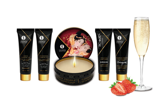 Shunga Geisha's Secrets 5-Piece Gift Set — Sparkling Strawberry Wine - SHU8208