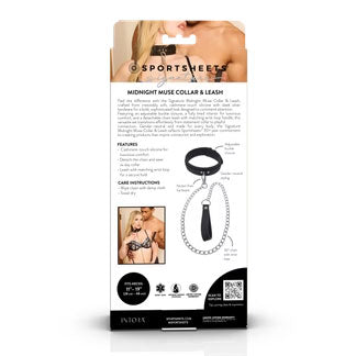 Sportsheets Signature Midnight Muse Collar & 36-inch Chain Leash, Black - SS68120