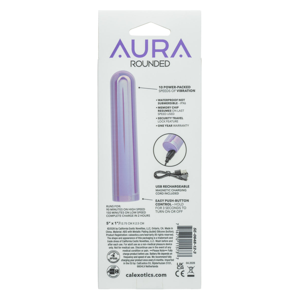 CalExotics Aura Rounded Purple Mini Vibrator — 5 in - SE0648123