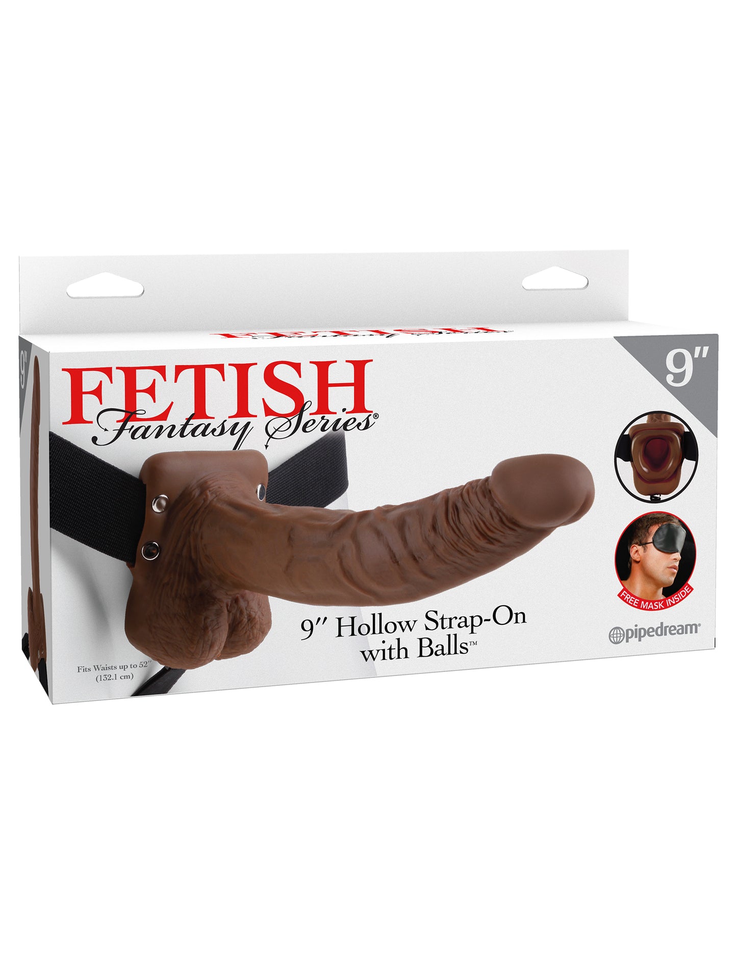 Fetish Fantasy Series 9-Inch Hollow Strap-on With Balls - Brown by Pipedream