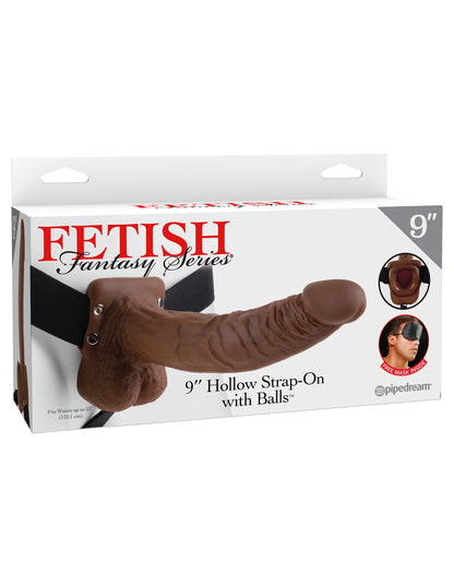 Fetish Fantasy Series 9-Inch Hollow Strap-on With Balls - Brown by Pipedream