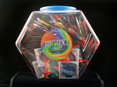 Paradise Marketing Trustex Lubricated Assorted Colors Condoms — 288-Pack Fishbowl - AL-1010D