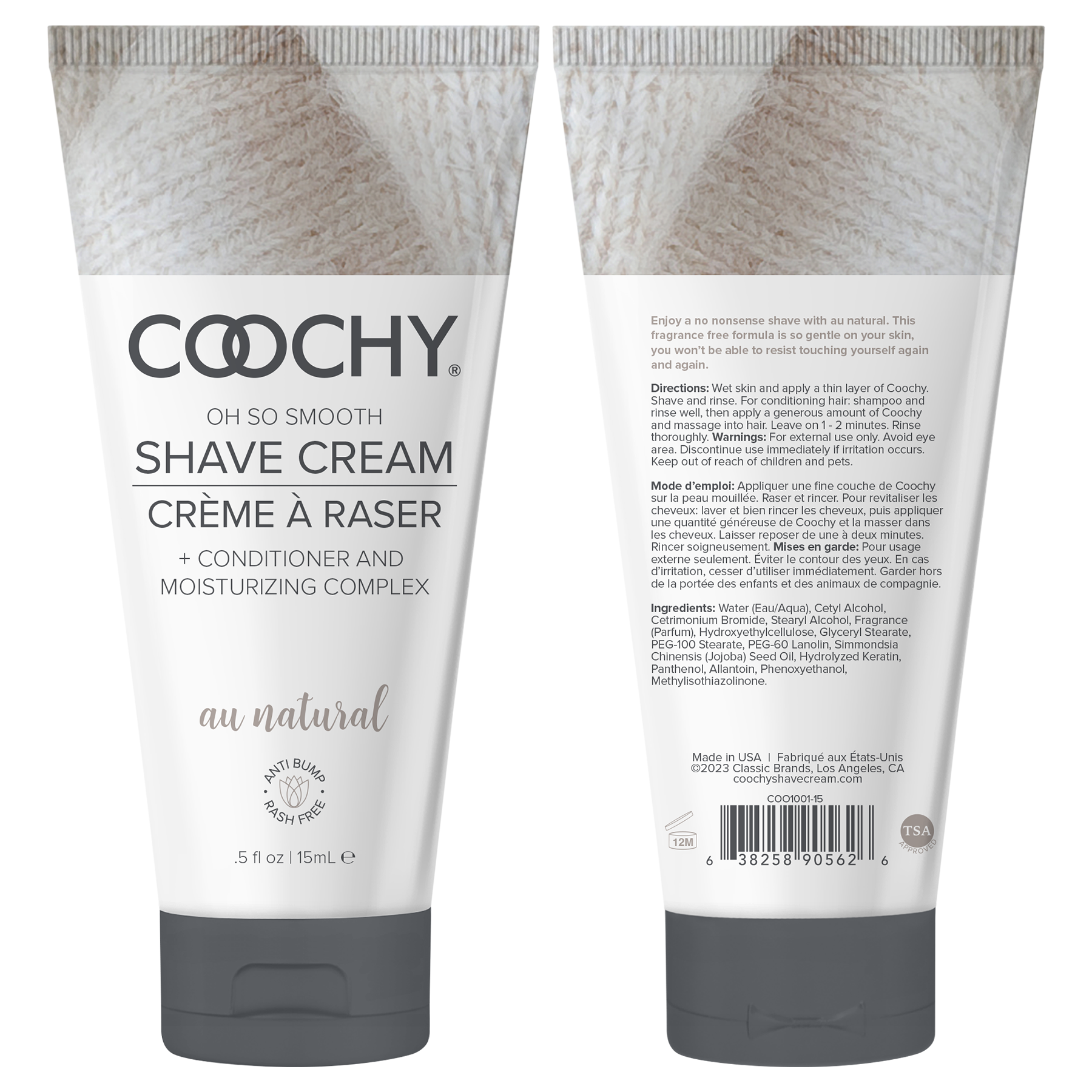 Coochy Shave Cream - AU NATURAL tube 0.5oz / 15ml by Coochy