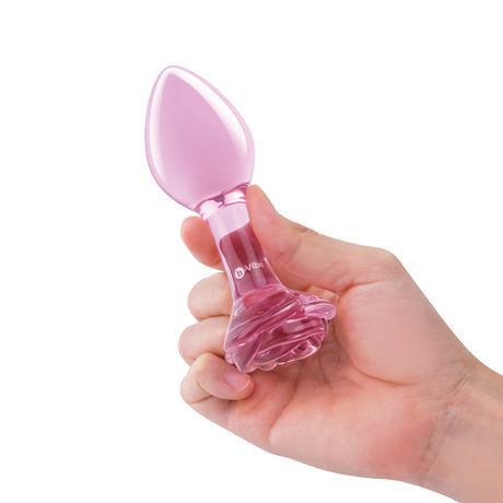 b-Vibe Pink Roses Glass Butt Plug Training Set — 2-Pack - BV2976