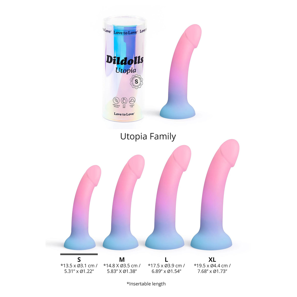 Love To Love Dildolls Utopia S Liquid Silicone Dildo, Size S - LV3487
