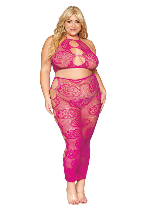 Dreamgirl Bralette and Long Skirt Set — Beet, Queen Size - DG-0485XBETQ