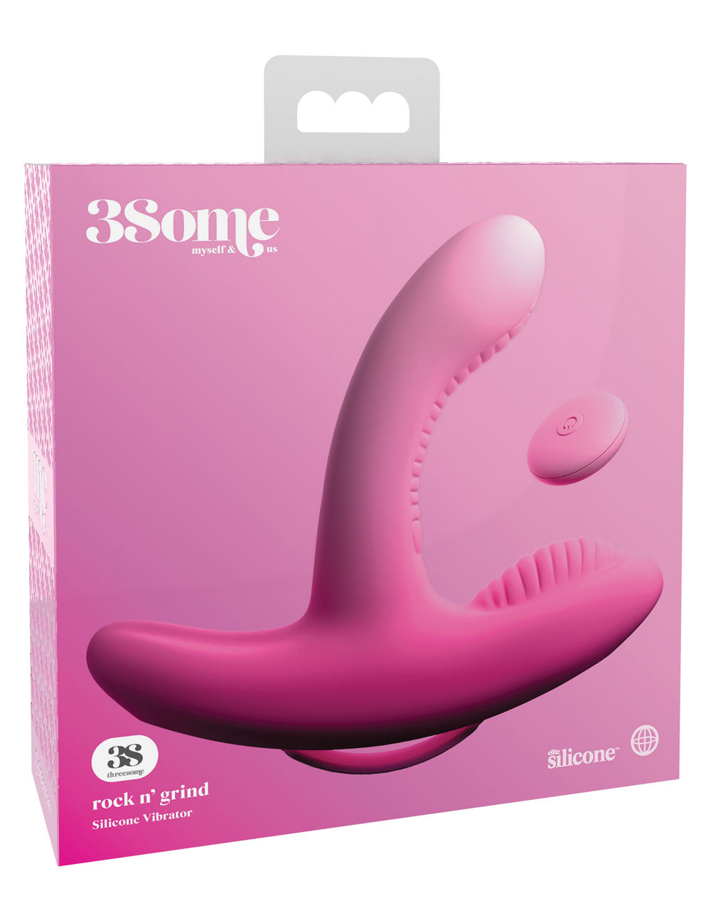 Threesome Rock n' Grind Silicone Vibrator - Pink by Pipedream