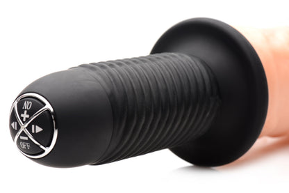 The Curved Dicktator 13 Mode Vibrating Giant Dildo Thruster - Flesh by XR Brands