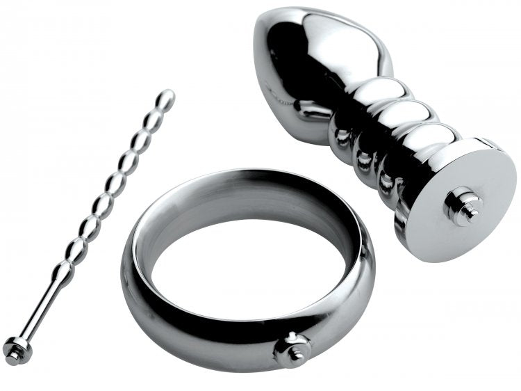 Zeus Deluxe Series Voltaic for Him Stainless Steel Male E-Stim Kit by XR Brands