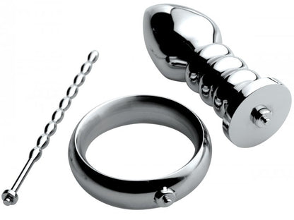 Zeus Deluxe Series Voltaic for Him Stainless Steel Male E-Stim Kit by XR Brands