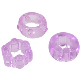 Doc Johnson Crystal Jellies Performance Ring Set — 3-Pack Purple - DJ0291-08-CD