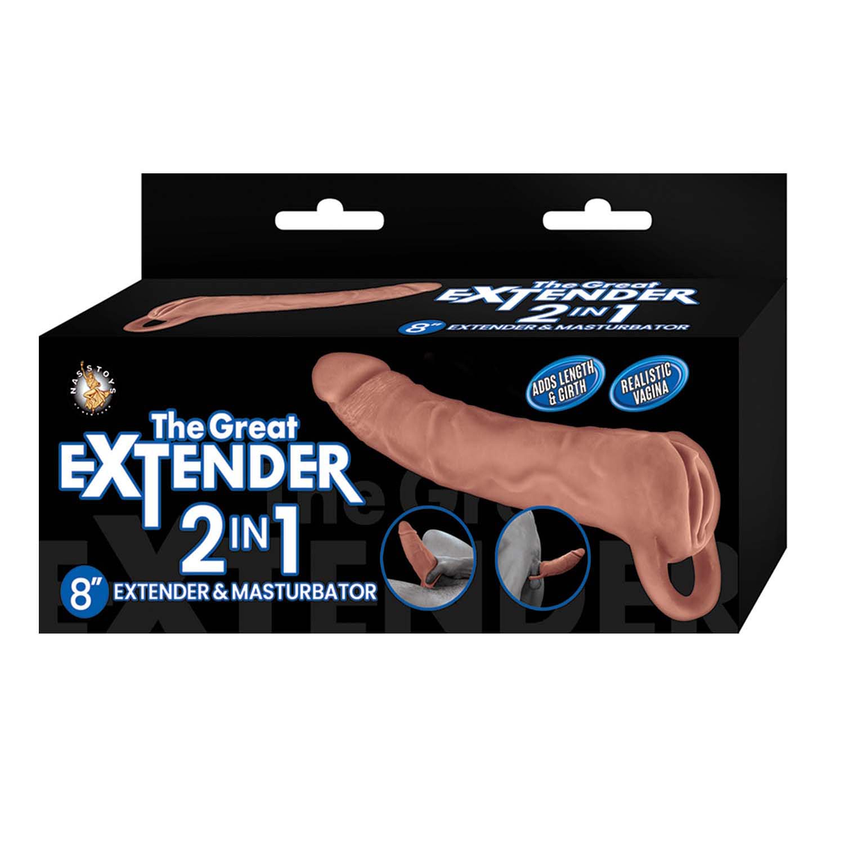 Nasstoys Great Extender 2-in-1 8.3in Extender & Masturbator, Brown - NW3347