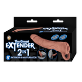 Nasstoys Great Extender 2-in-1 8.3in Extender & Masturbator, Brown - NW3347