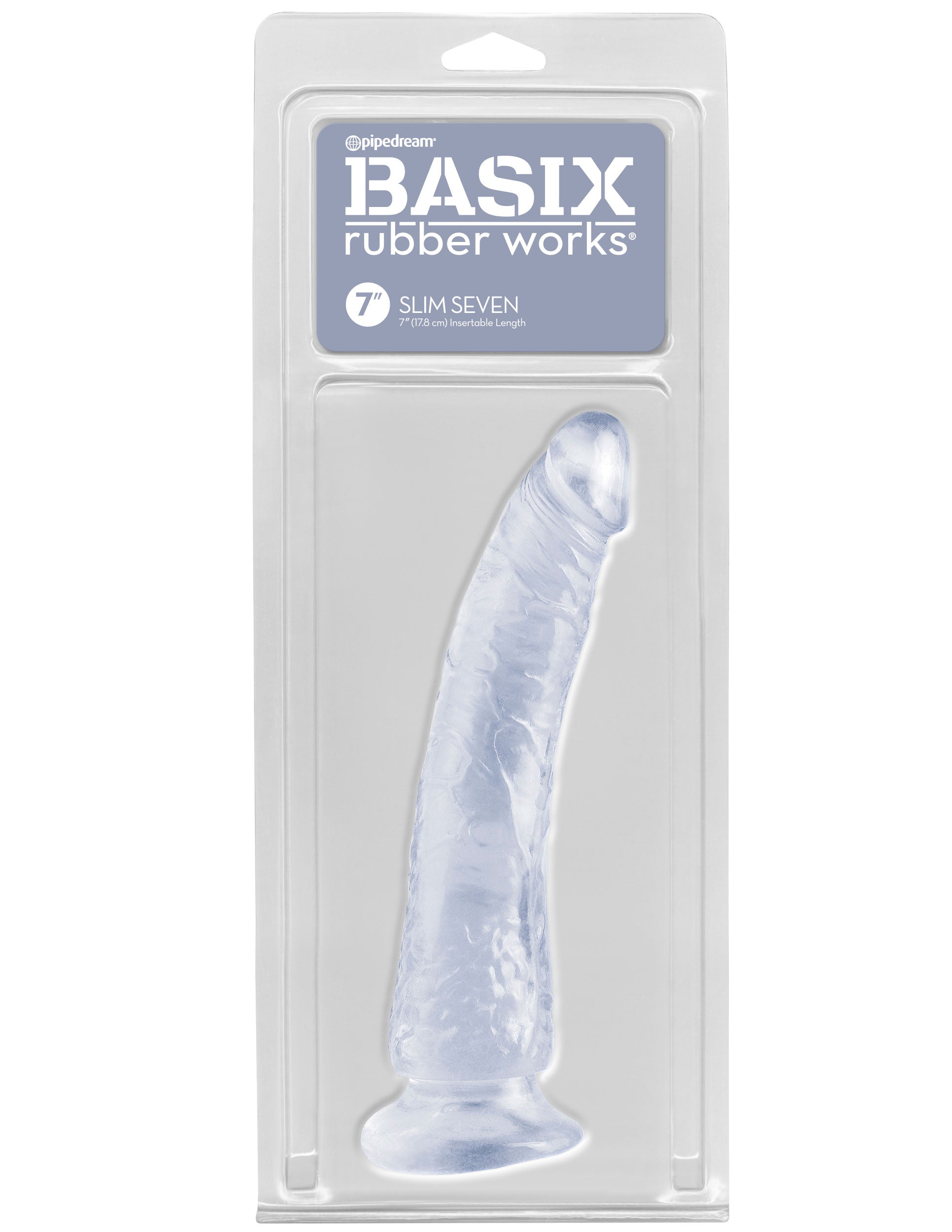 Basix Rubber Works - Slim 7 Inch With Suction Cup - Clear by Pipedream
