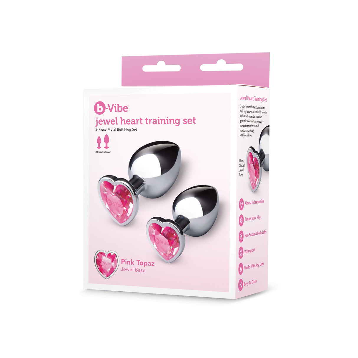 b-Vibe Jewel Heart Metal Butt Plug Training Set — 2 Sizes - BV2983