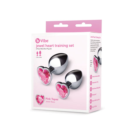 b-Vibe Jewel Heart Metal Butt Plug Training Set — 2 Sizes - BV2983