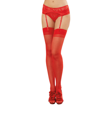 Dreamgirl Sheer Back-Seam Thigh Highs — One Size, Red - DG-0007REDOS