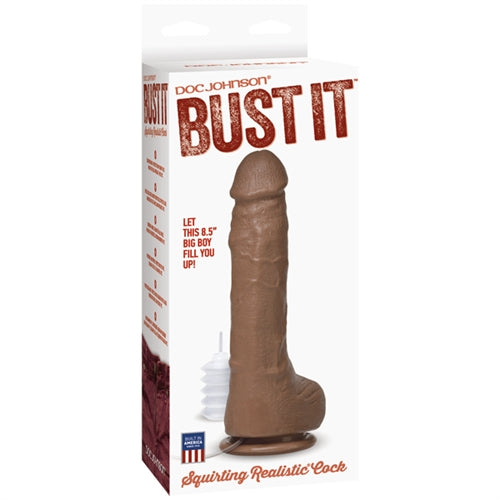 Bust It Squirting Realistic Cock - Brown by Doc Johnson
