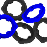 OXBALLS Gearheads 5-Pack Cock Rings — Blue & Black - OX-3203-GCBK