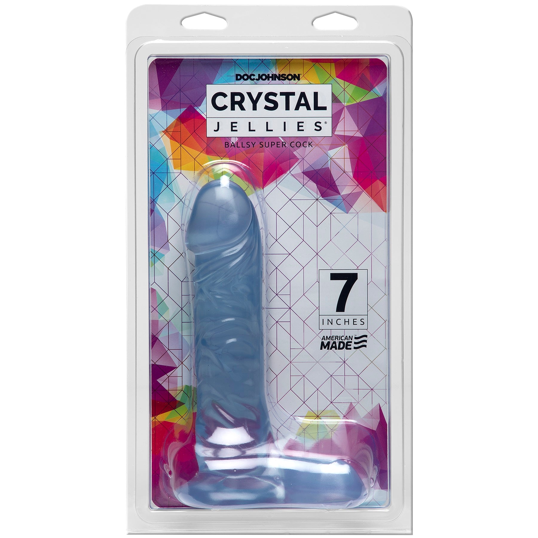 Crystal Jellies 7 Inch Ballsy Supercock - Clear by Doc Johnson