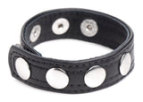 XR Brands Leather Speed Snap Cock Ring — Black, Adjustable - STR-AG845-BLK