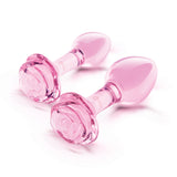 b-Vibe Pink Roses Glass Butt Plug Training Set — 2-Pack - BV2976