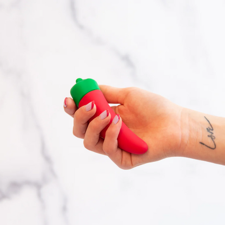 Emojibator Chili Pepper Vibrator — Medical-Grade Silicone, 4.76 in - EM7136