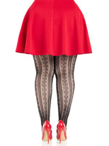 Leg Avenue Plus Sweetheart Striped Tights Black/Red - LA-9733XBRD1X2